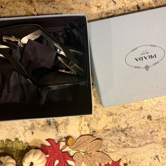 Prada Full Set Strappy Sling Back Heels 38 - Picture 2 of 10